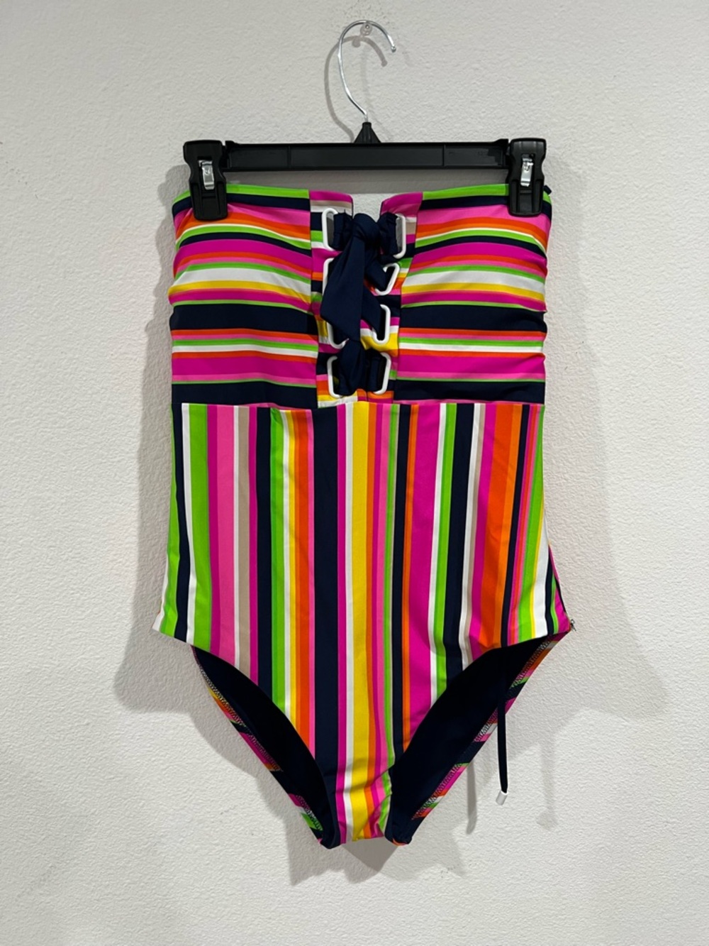 Trina Turk Strapless One Piece Swimsuit Size 10 NWT Colorful Stripe